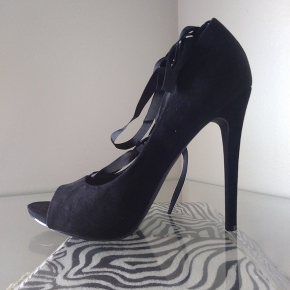SHOEDAZZLE LaceUp Open-Toe dress heel - Picture 3 of 5
